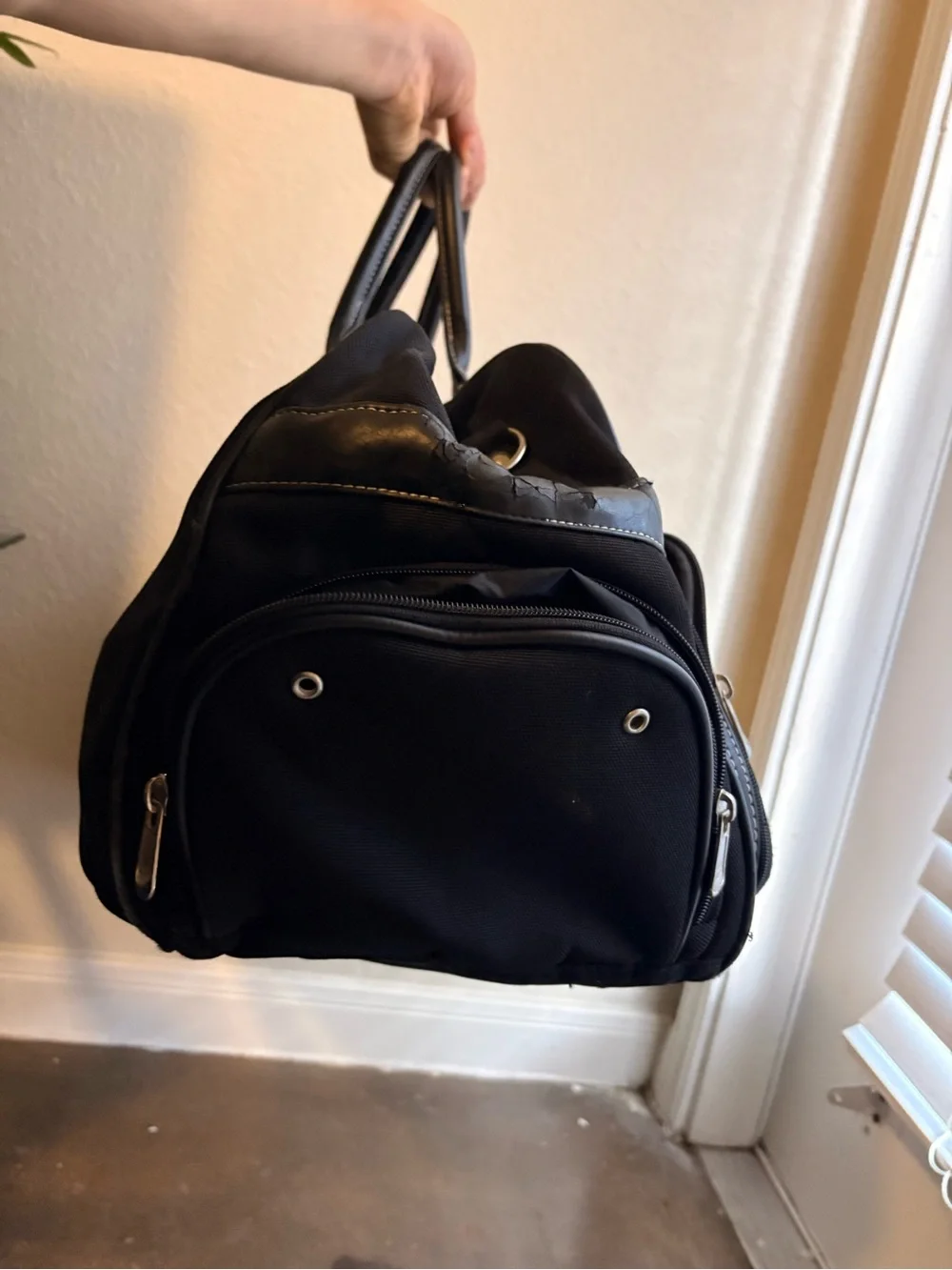 Nike Black Duffel Bag with Red Logo Accent